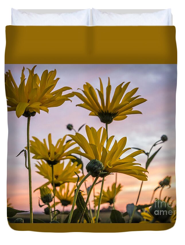 Flower Duvet Cover featuring the photograph Sunset Delight by Joann Long