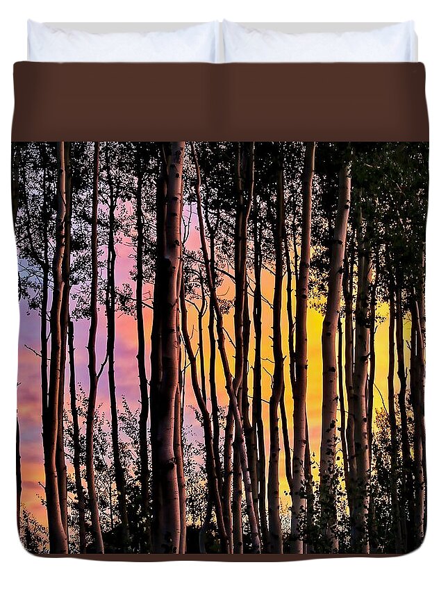 Sunset Duvet Cover featuring the photograph Sunset Dance by LeAnne Perry