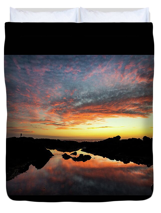 Hawaii Duvet Cover featuring the photograph Sunset Fisherman by Christopher Johnson