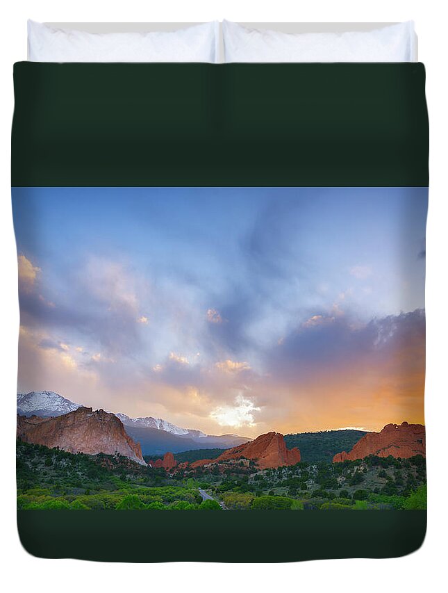 Colorado Duvet Cover featuring the photograph Sunset Forever by Tim Reaves