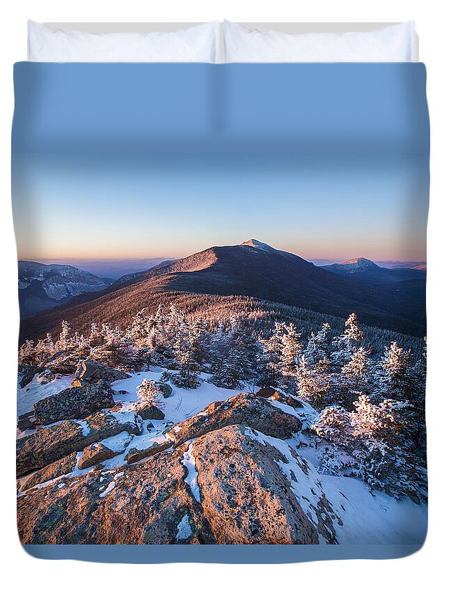 Sunset Glow On Franconia Ridge Duvet Cover featuring the photograph Sunset Glow on Franconia Ridge by White Mountain Images