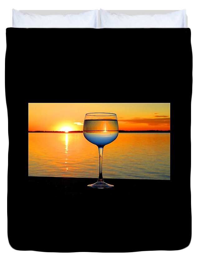 Thousand Islands Duvet Cover featuring the photograph Sunset in a glass by Dennis McCarthy