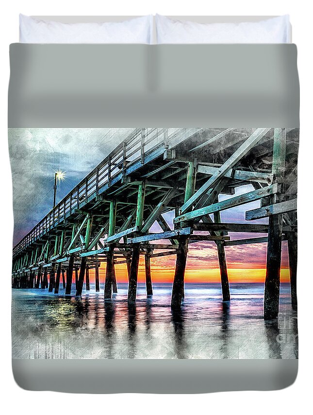 Sunset Duvet Cover featuring the digital art Sunset in Cherry Grove by David Smith
