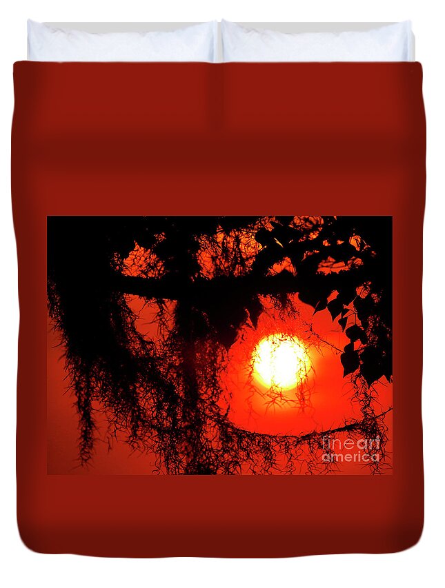 Louisiana Sunset Duvet Cover featuring the photograph Sunset in Moss Tree by Luana K Perez
