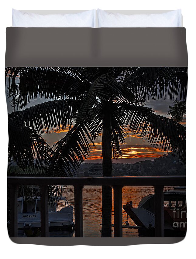 Sunset Duvet Cover featuring the photograph Sunset in Mwanza by Pravine Chester