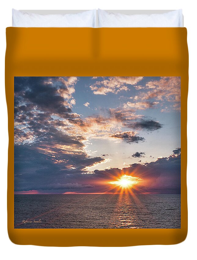 Sunset Duvet Cover featuring the photograph Sunset in the Clouds by Rebecca Samler