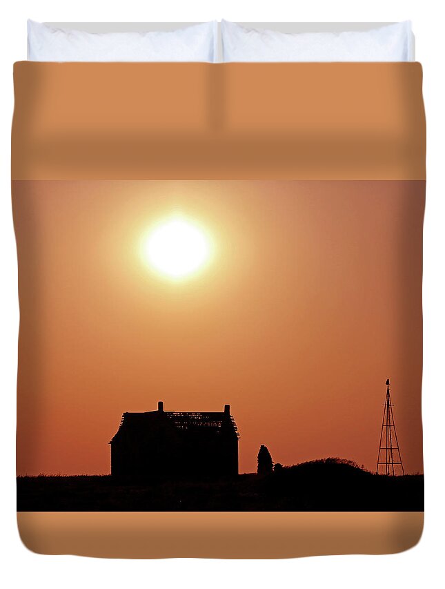 House Duvet Cover featuring the photograph Sunset Lonely by Christopher McKenzie