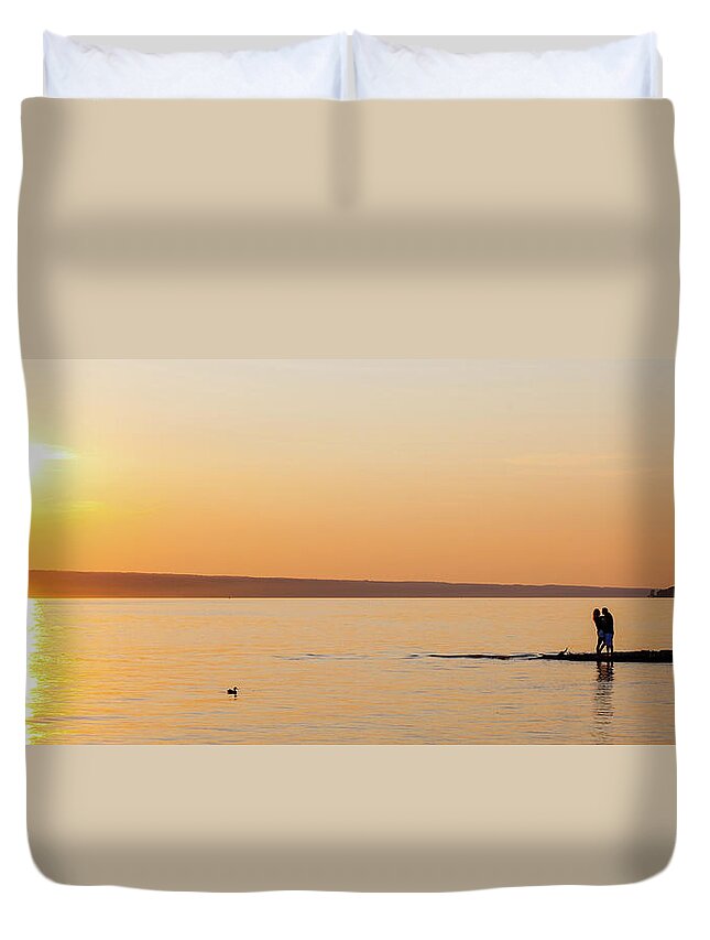 2017 Duvet Cover featuring the photograph Sunset Lovers by Monroe Payne