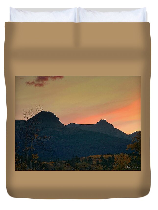 Mountains Duvet Cover featuring the photograph Sunset Mountain Silhouette by Tracey Vivar