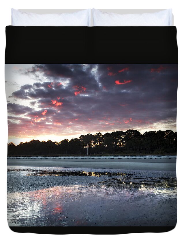 Atlantic Ocean Duvet Cover featuring the photograph Sunset On South Forest by Phill Doherty