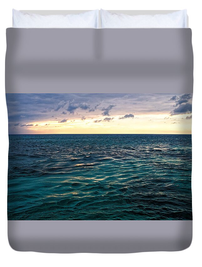 Caribbean Duvet Cover featuring the photograph Sunset on the Caribbean by Lars Lentz