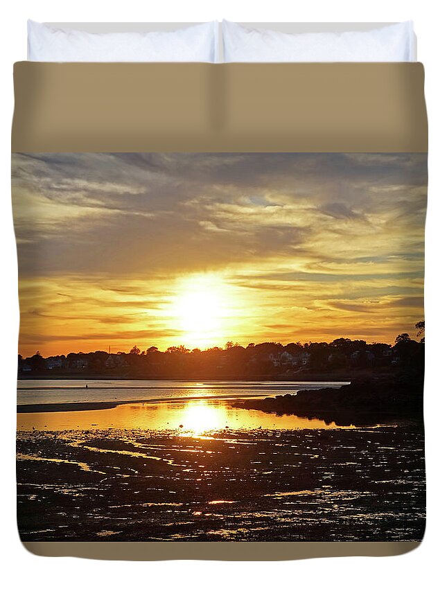 Lynch Duvet Cover featuring the photograph Sunset over Lynch Park Beverly MA by Toby McGuire