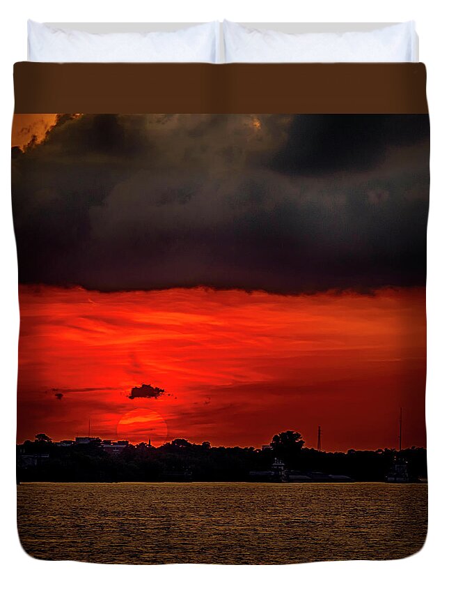 Landscape Duvet Cover featuring the photograph Sunset over New Orleans LA DSC05092 by Greg Kluempers