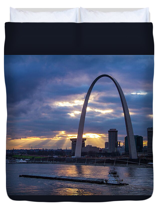 St Louis Duvet Cover featuring the photograph Sunset over St Louis by Garry McMichael