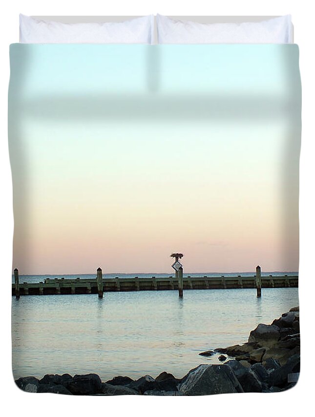 Sunset Duvet Cover featuring the photograph Sunset Over the Chesapeake Bay by Kimmary MacLean