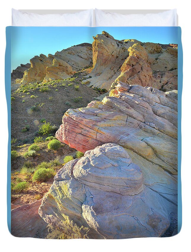 Valley Of Fire State Park Duvet Cover featuring the photograph Sunset Pastels in Valley of Fire by Ray Mathis