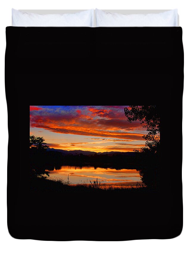 Red Duvet Cover featuring the photograph Sunset Reflections by James BO Insogna