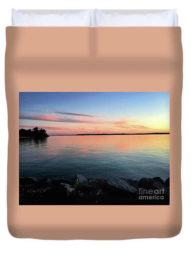 Sunset Duvet Cover featuring the photograph Sunset Sky by Laura Kinker