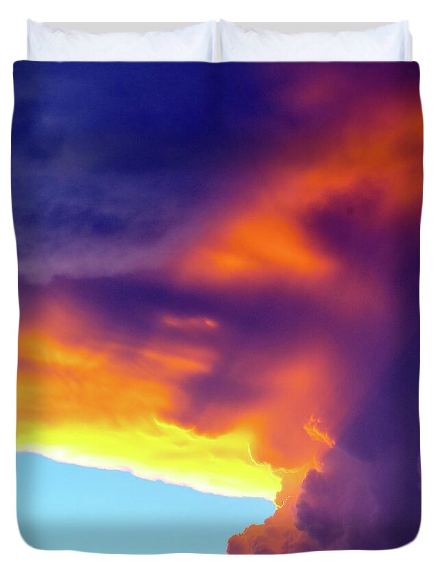 Storm Duvet Cover featuring the photograph Sunset Storm by Mitch Cat