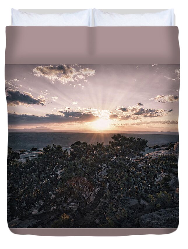 Valley Of The Gods Duvet Cover featuring the photograph Sunset Valley Of The Gods Utah 01 B by Thomas Woolworth