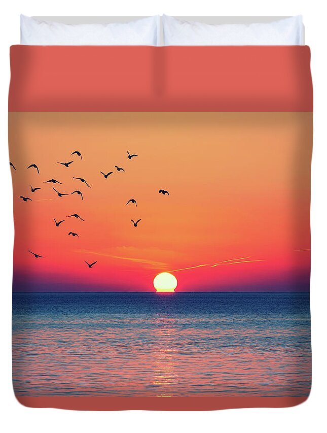 Ibiza Duvet Cover featuring the photograph Sunset Wishes by Iryna Goodall