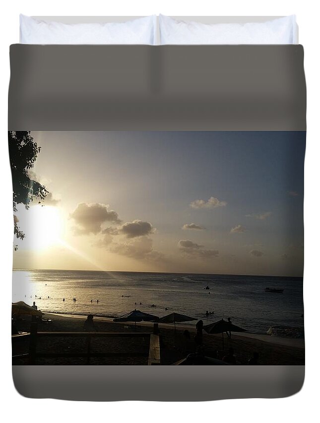 Tobago Duvet Cover featuring the photograph Sunset.On.The.Rock by A MiL