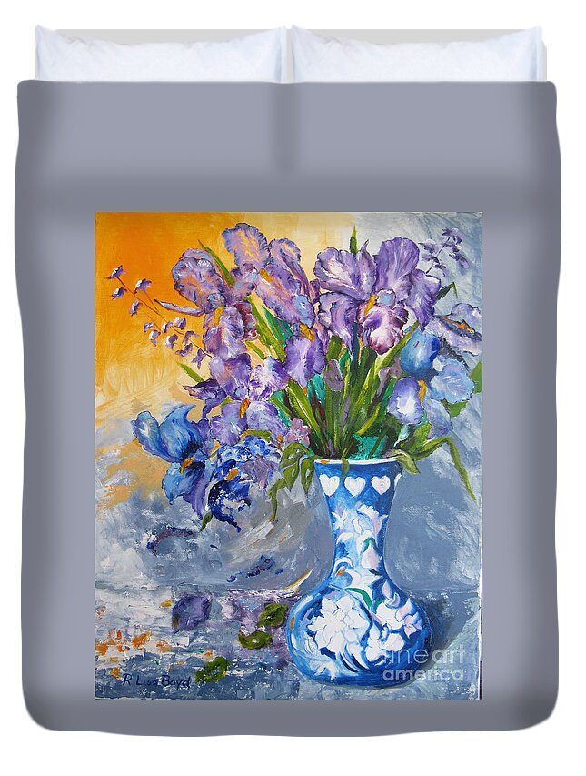 Flowers Duvet Cover featuring the painting Sunshine and Flowers by Lisa Boyd