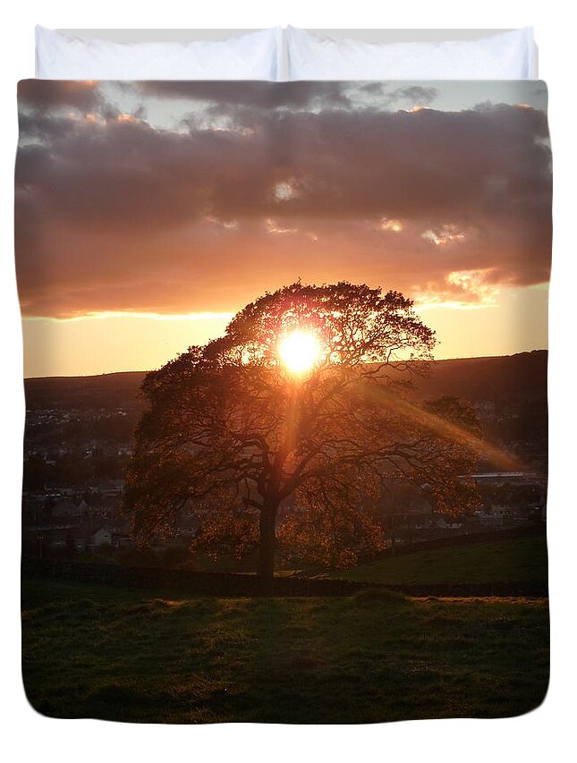 Sunshine Duvet Cover featuring the photograph Sunshine tree by Lukasz Ryszka