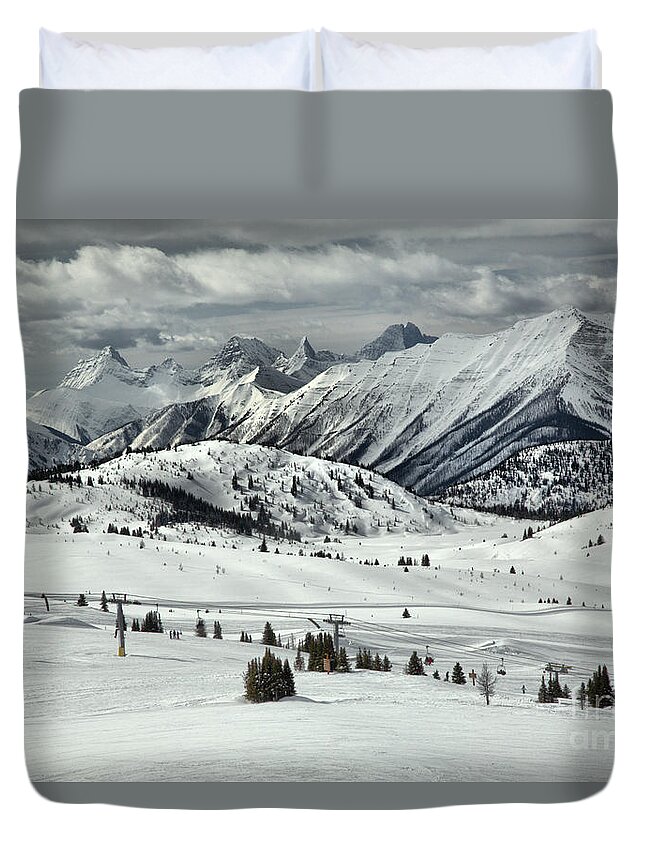 Sunshine Village Duvet Cover featuring the photograph Sunshine Village Canadian Rocky Views by Adam Jewell