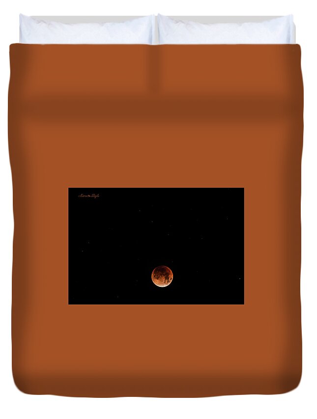 Super Moon Duvet Cover featuring the photograph Super Blue Blood Moon January 31, 2018 by Karen Slagle