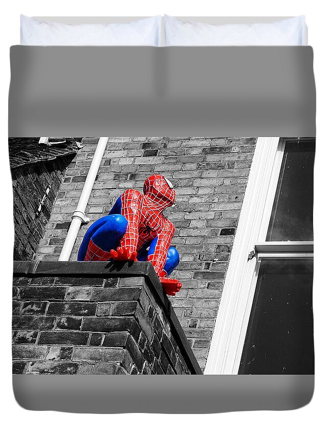 Super Duvet Cover featuring the photograph Super hero by Pedro Fernandez