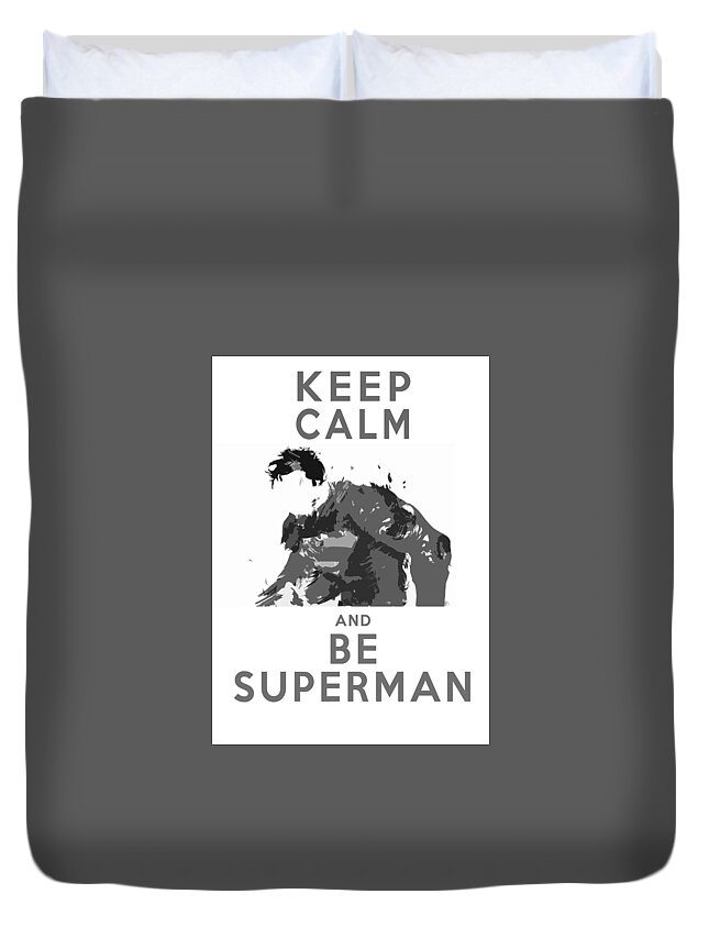 Superman Duvet Cover featuring the photograph Superman Keep Calm by Arsalz Photographer