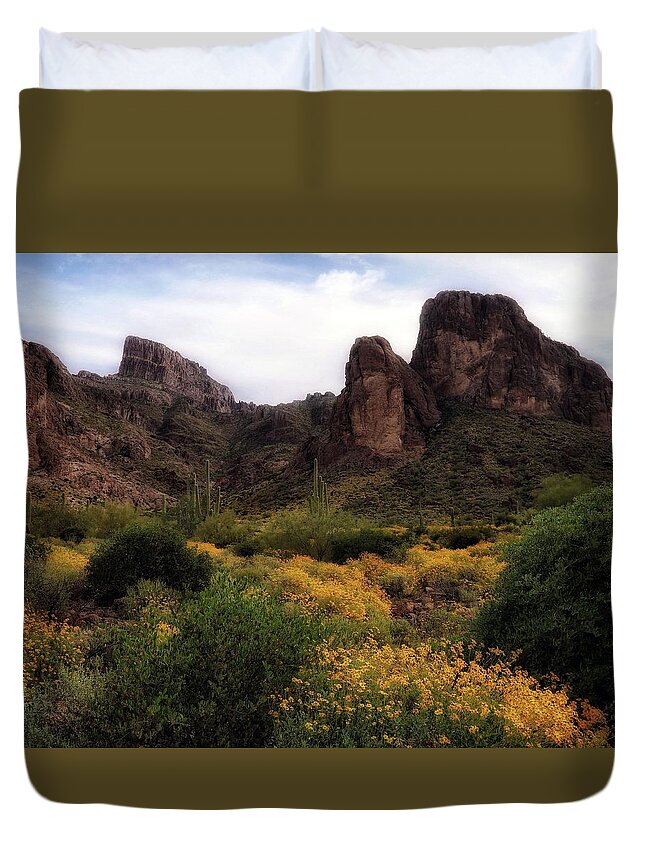 Arizona Duvet Cover featuring the photograph Superstition Gold by Hans Brakob