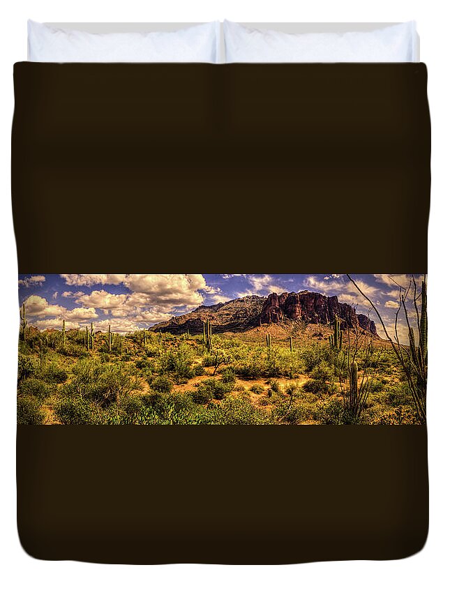 Arizona Duvet Cover featuring the photograph Superstition Mountain and Wilderness by Roger Passman