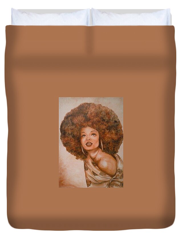 African-american Woman Duvet Cover featuring the painting Miss Diana by Jenny Pickens
