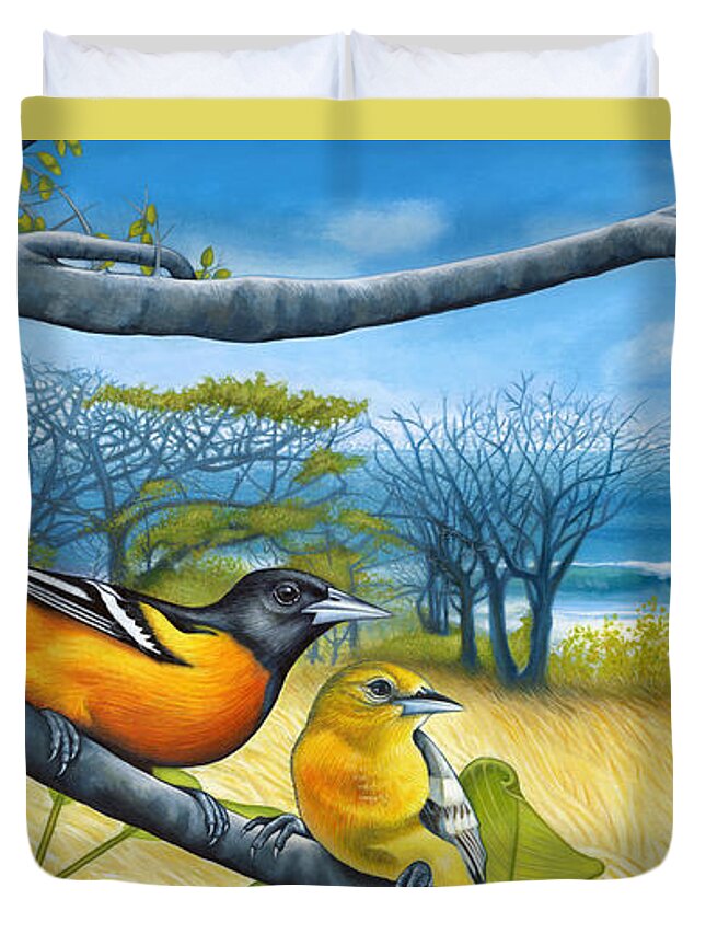 Baltimore Orioles Duvet Cover featuring the painting Surf Report by Nathan Miller