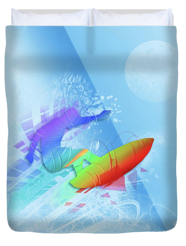 Summer Duvet Cover featuring the digital art Surfer 2 by Bekim M