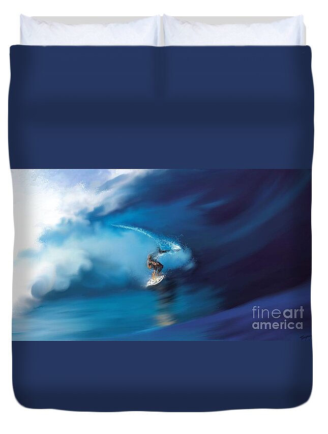 Anthony Fishburne Duvet Cover featuring the digital art Surfers playground by Anthony Fishburne