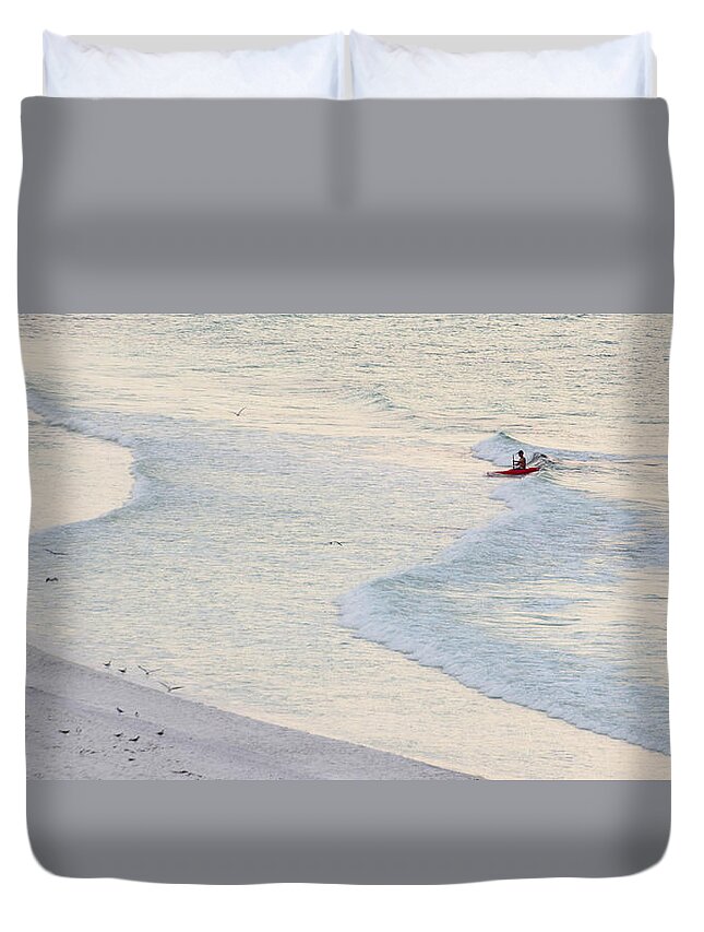 Paddleboard Duvet Cover featuring the photograph Surfing by Barry Bohn