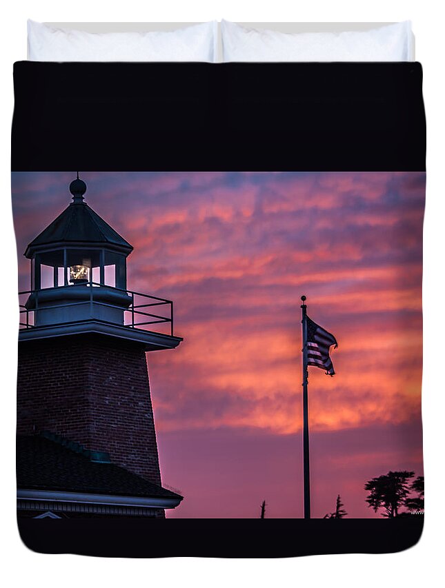 Flag Duvet Cover featuring the photograph Surfing Museum Full Color by Lora Lee Chapman