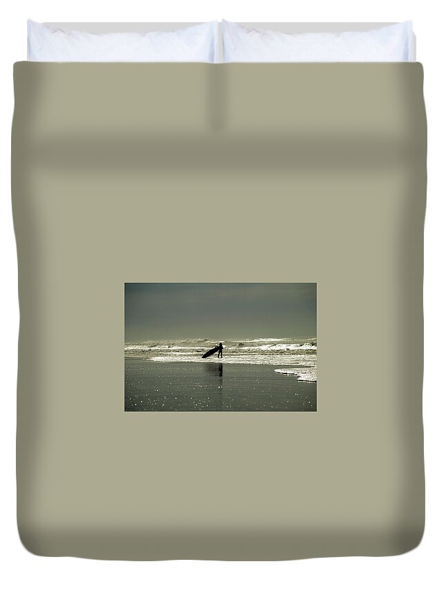 Surf Duvet Cover featuring the photograph Surfs up by Jason Hughes