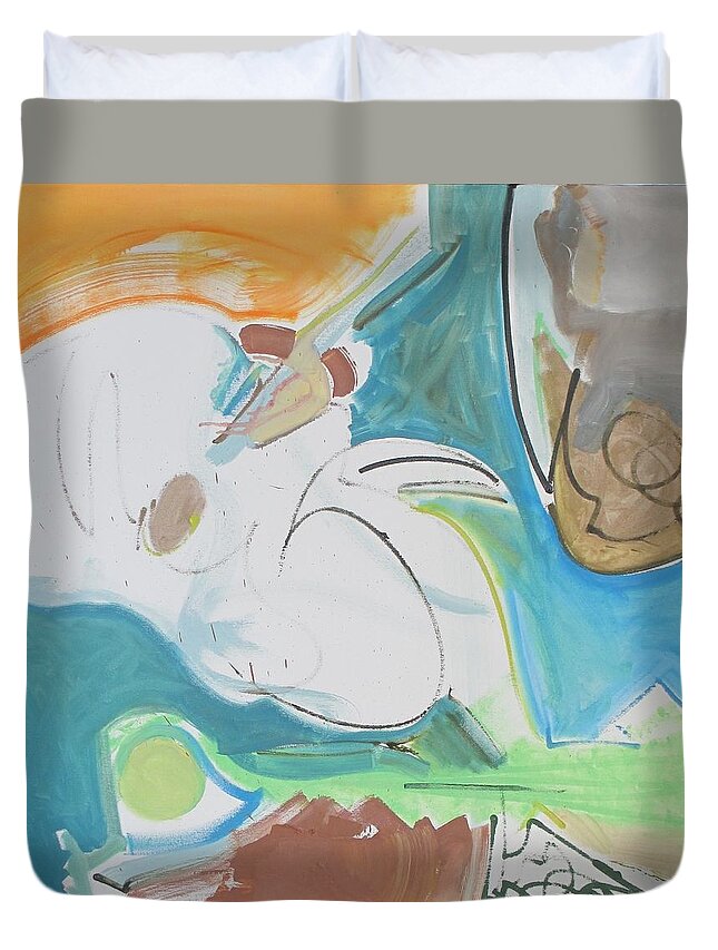 Contemporary Duvet Cover featuring the painting Surprises #11 by Philip Rader