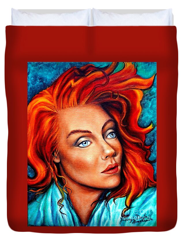 Adult Duvet Cover featuring the painting Surreal Crimson and Silk by Georgia Doyle