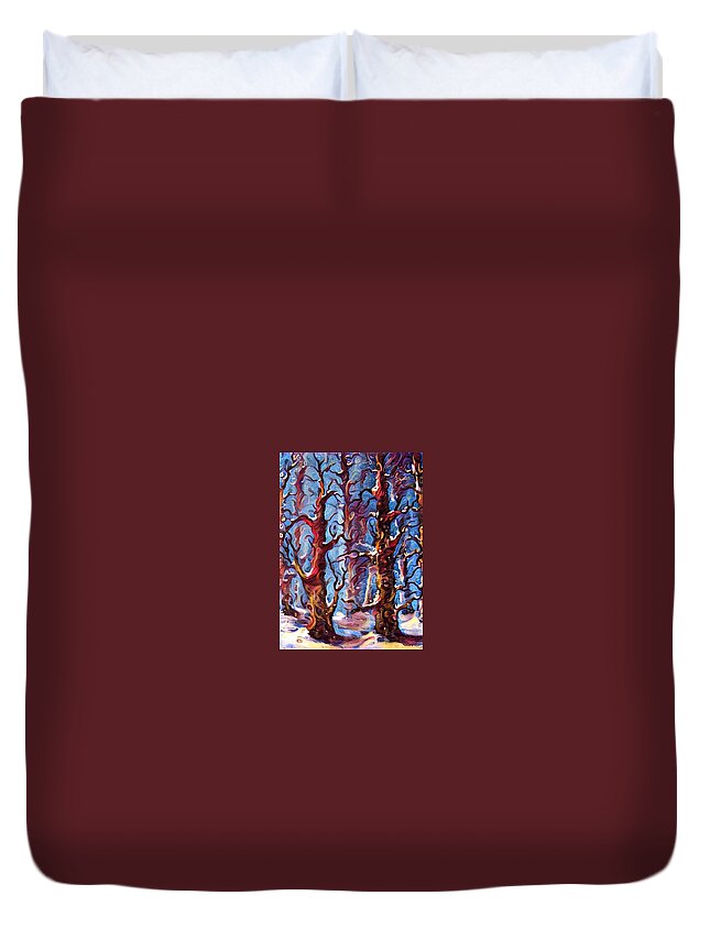 Forests Duvet Cover featuring the painting Surreal forest by Megan Walsh