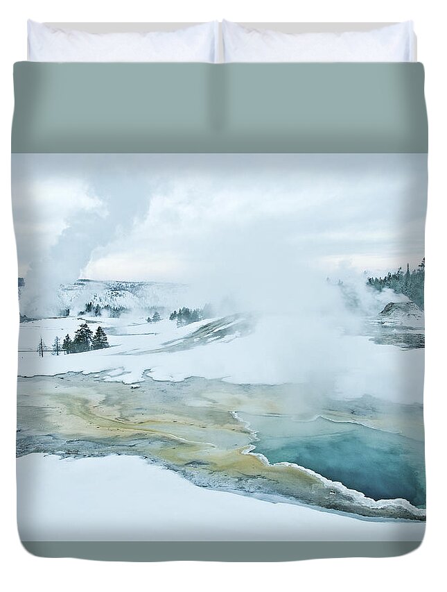 Yellowstone Duvet Cover featuring the photograph Surreal Landscape by Gary Lengyel