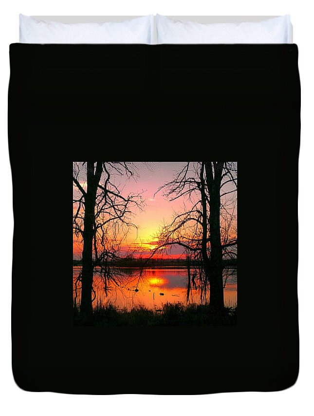 Duvet Cover featuring the photograph Surreal Sunset In Holly, Mi by Robert Carey