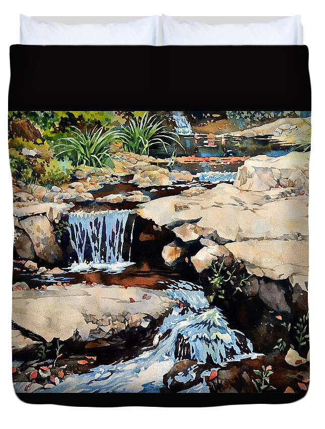 Outdoors Duvet Cover featuring the painting Susquehanna Falls by Mick Williams