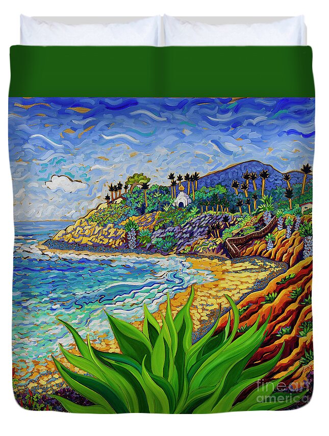 Seascape Duvet Cover featuring the painting Swamis Agave Max by Cathy Carey