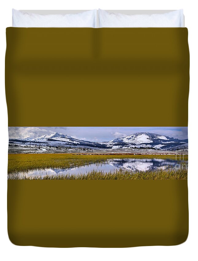 Swan Lake Duvet Cover featuring the photograph Swan Alke Flats Wide Panorama by Adam Jewell