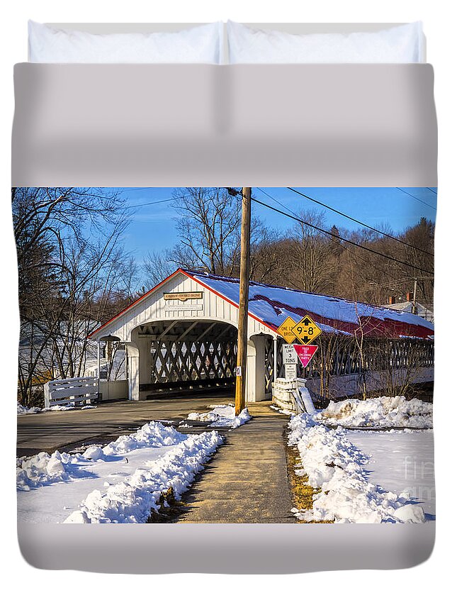 Ashuelot Duvet Cover featuring the photograph Ashuelot Covered Bridge. by New England Photography
